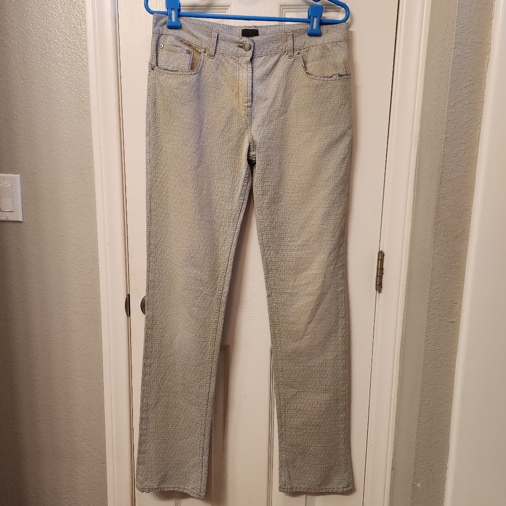Fendi distressed monogrammed jeans size 27